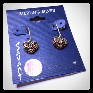 Sterling Silver Marcasite Heart Drop Earrings